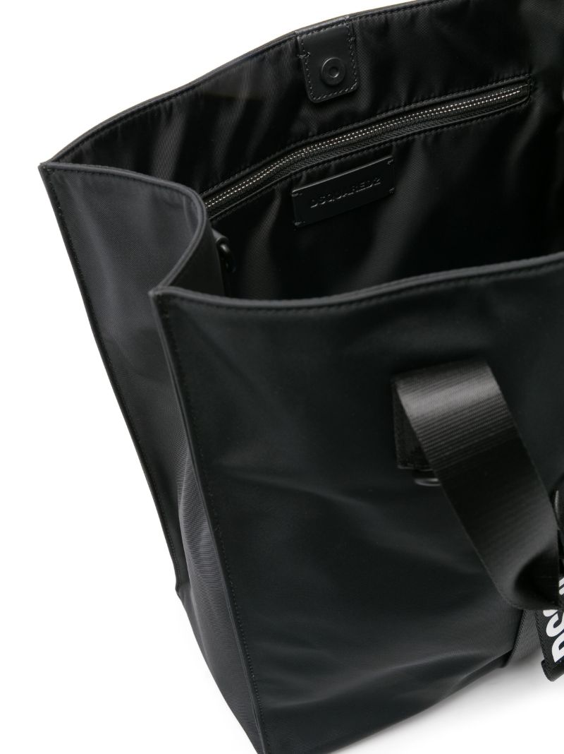 Black Logo-strap Tote Bag