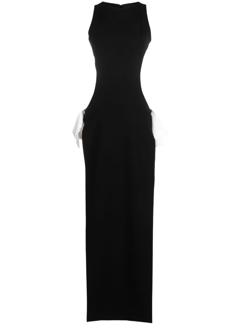 Black Bow-detail Cut-out Dress