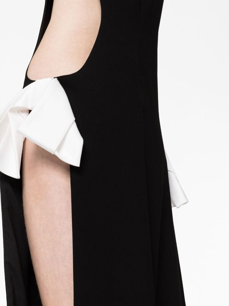 Black Bow-detail Cut-out Dress