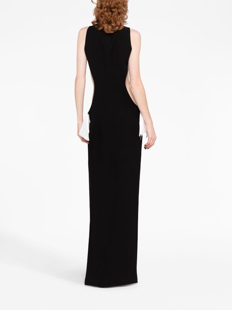 Black Bow-detail Cut-out Dress