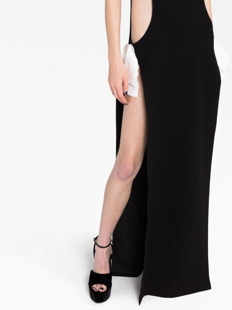 Black Bow-detail Cut-out Dress
