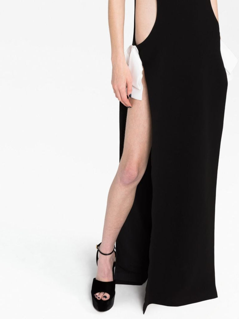 Black Bow-detail Cut-out Dress