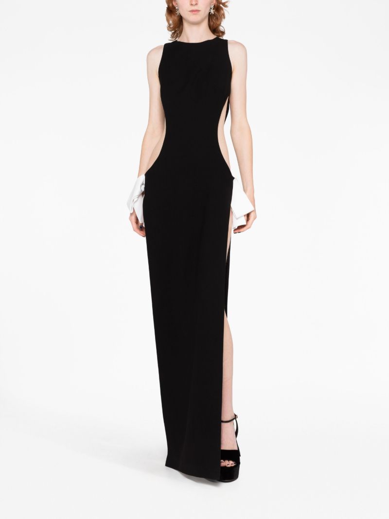 Black Bow-detail Cut-out Dress