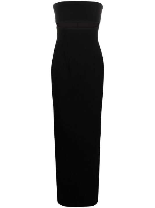 Black Cut-out Strapless Maxi Dress