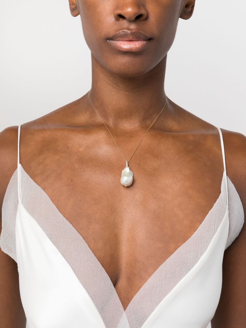 14k Yellow Gold Pearl and Diamond Necklace