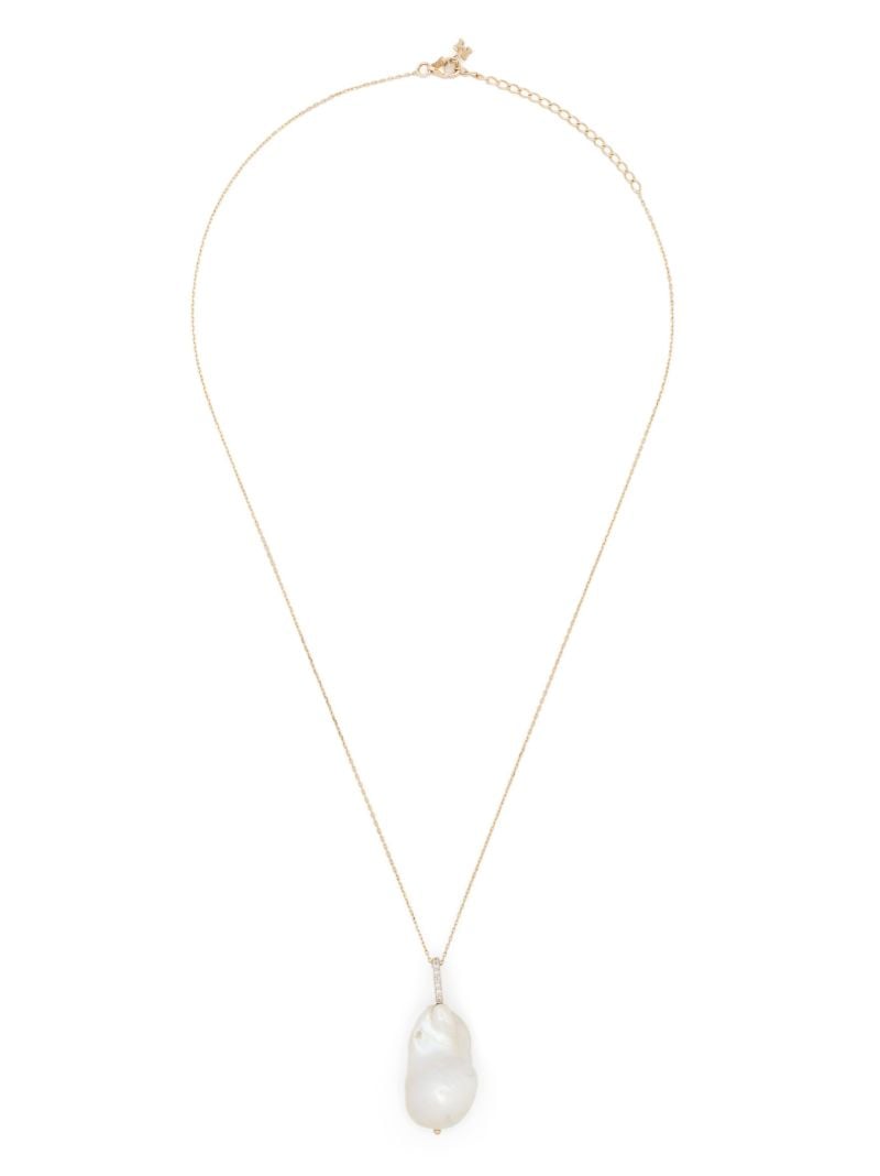 14k Yellow Gold Pearl and Diamond Necklace