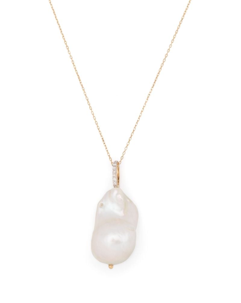 14k Yellow Gold Pearl and Diamond Necklace
