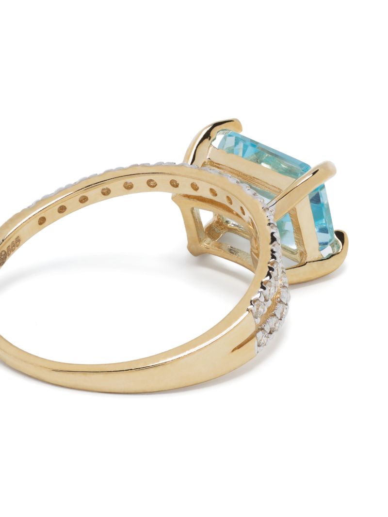 14k Yellow Gold Point of Focus Diamond and Topaz Ring