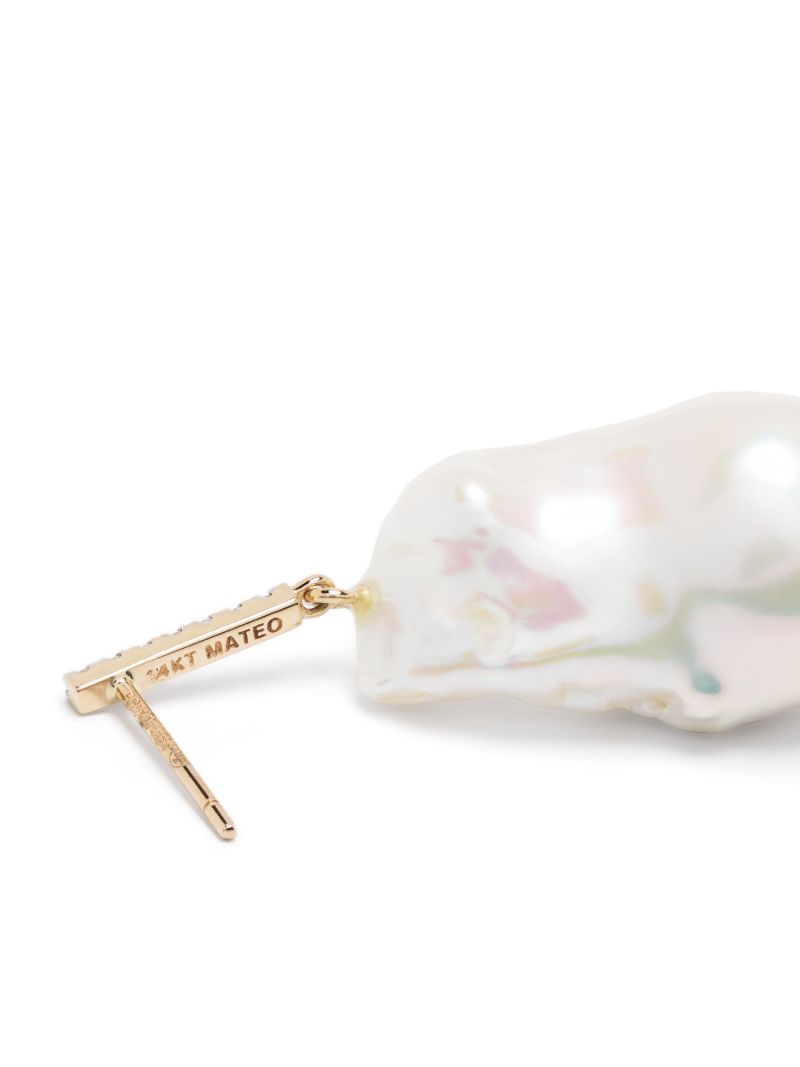 14k Yellow Gold Pearl and Diamond Drop Earrings