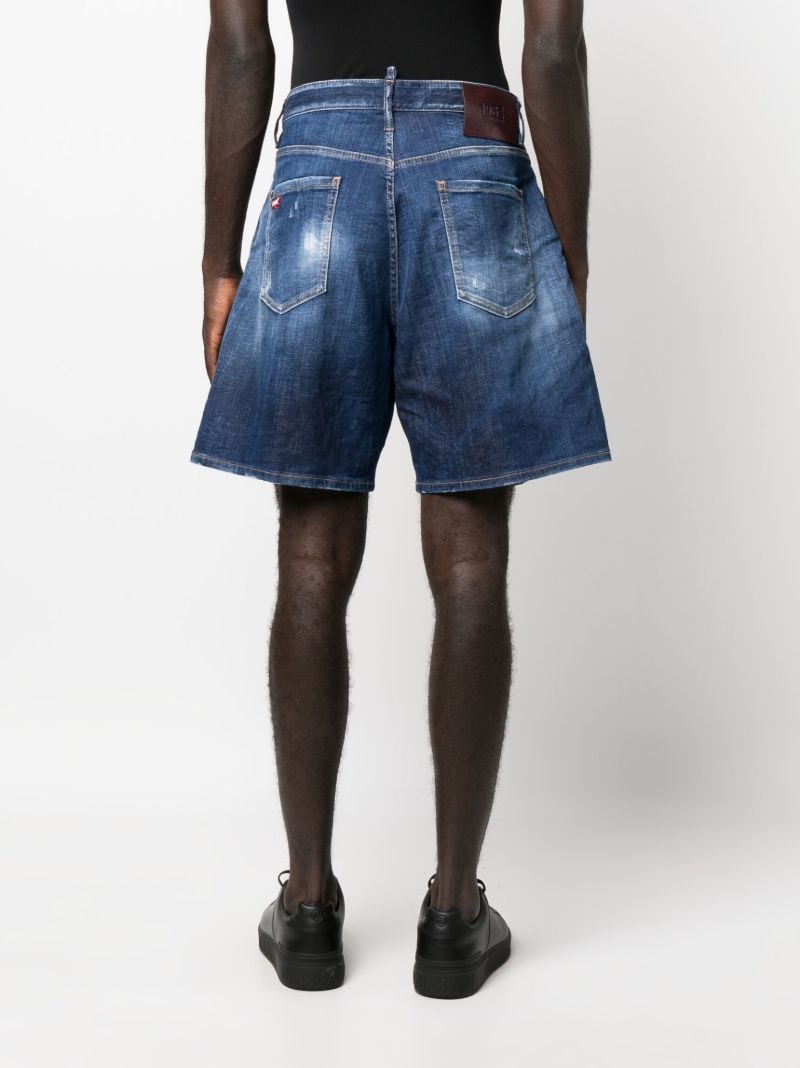 Blue Distressed Effect Denim Shorts