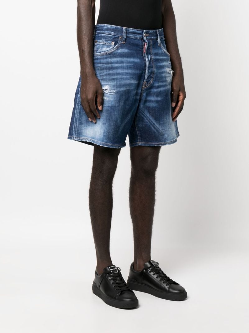 Blue Distressed Effect Denim Shorts