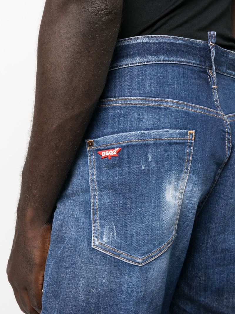 Blue Distressed Effect Denim Shorts