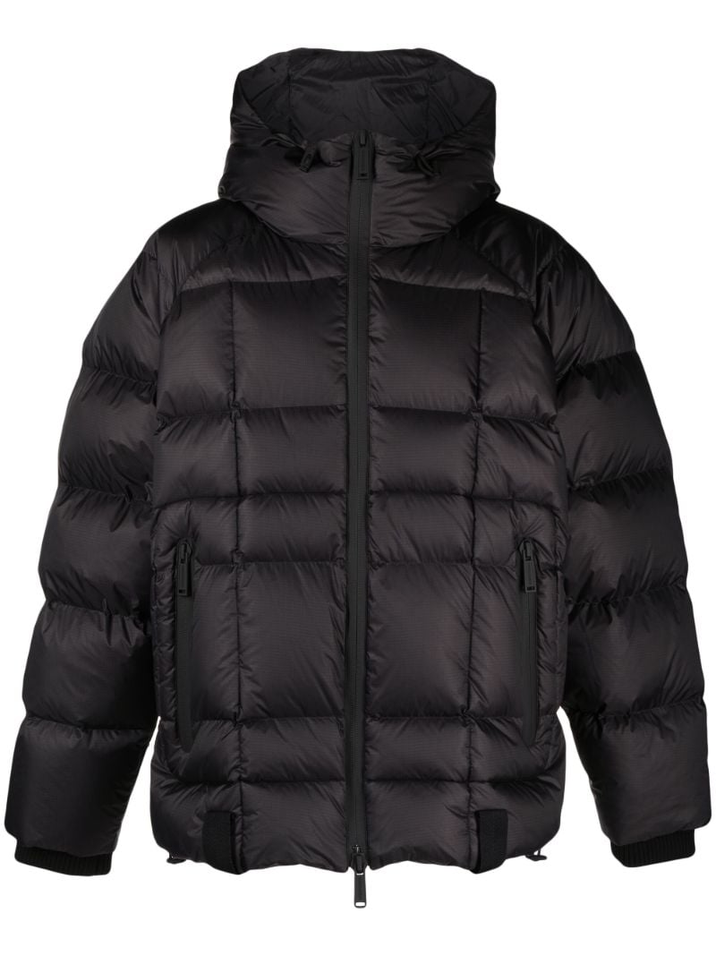 Black Logo Print Hooded Down Jacket