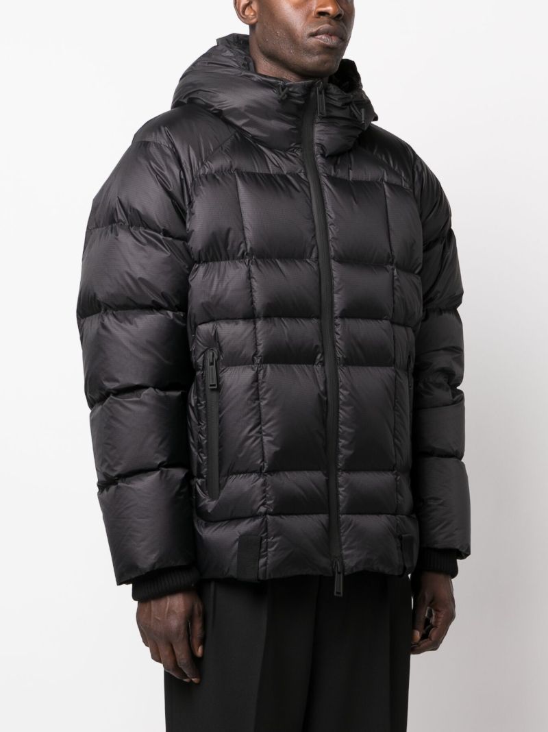 Black Logo Print Hooded Down Jacket