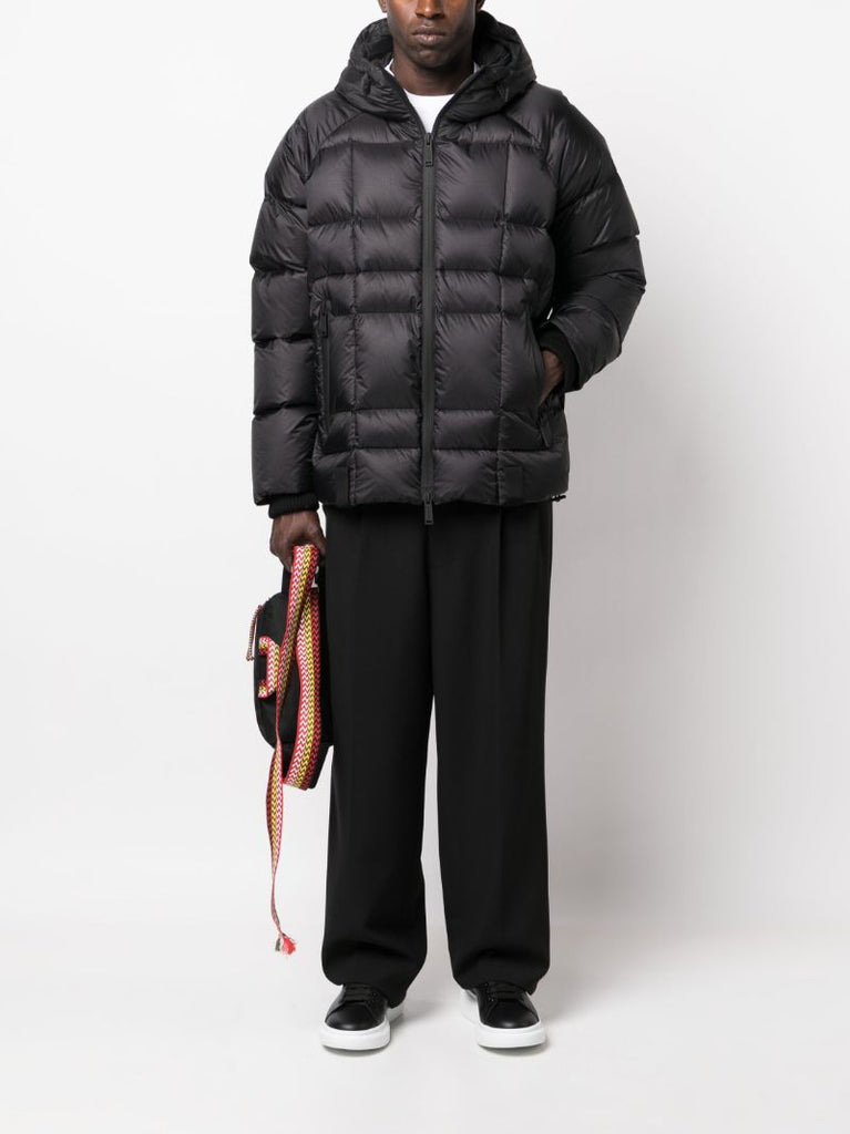 Black Logo Print Hooded Down Jacket