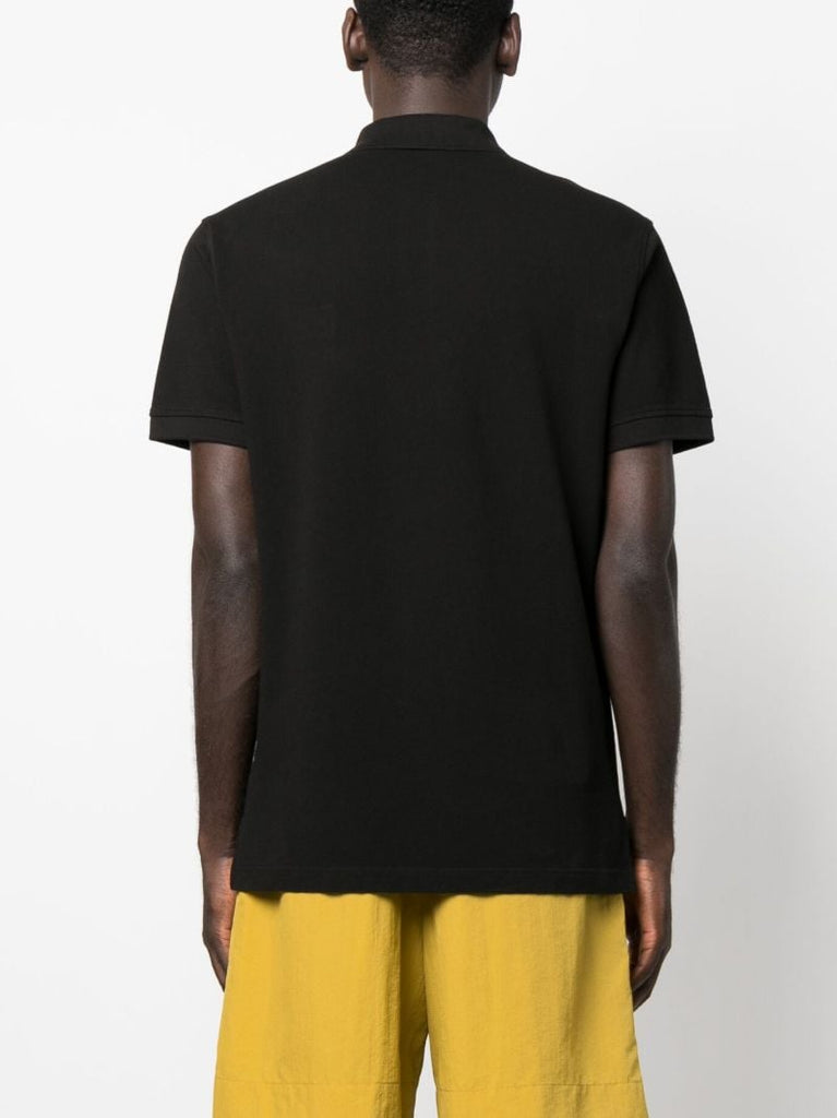 Black Logo-patch Cotton Polo Shirt