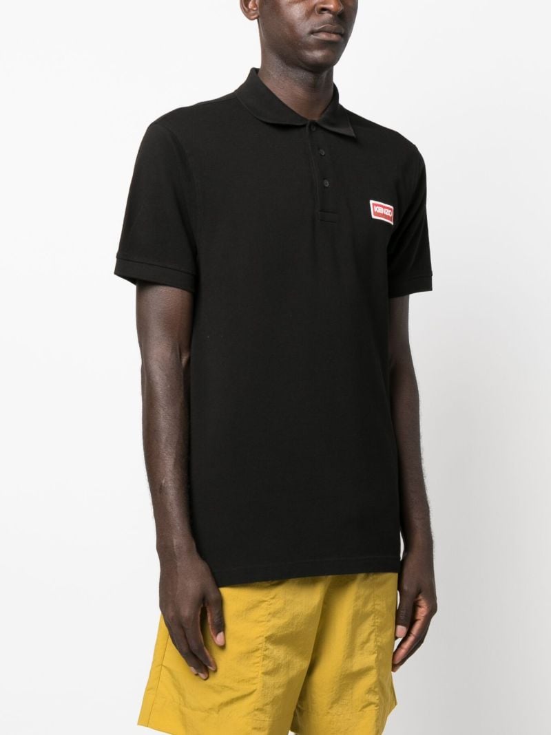 Black Logo-patch Cotton Polo Shirt