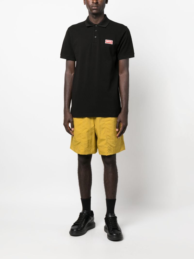 Black Logo-patch Cotton Polo Shirt