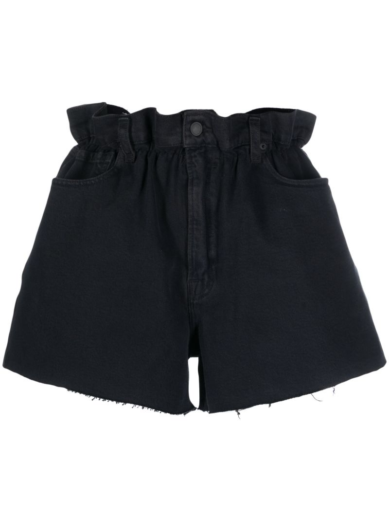 Black Paperbag Denim Shorts