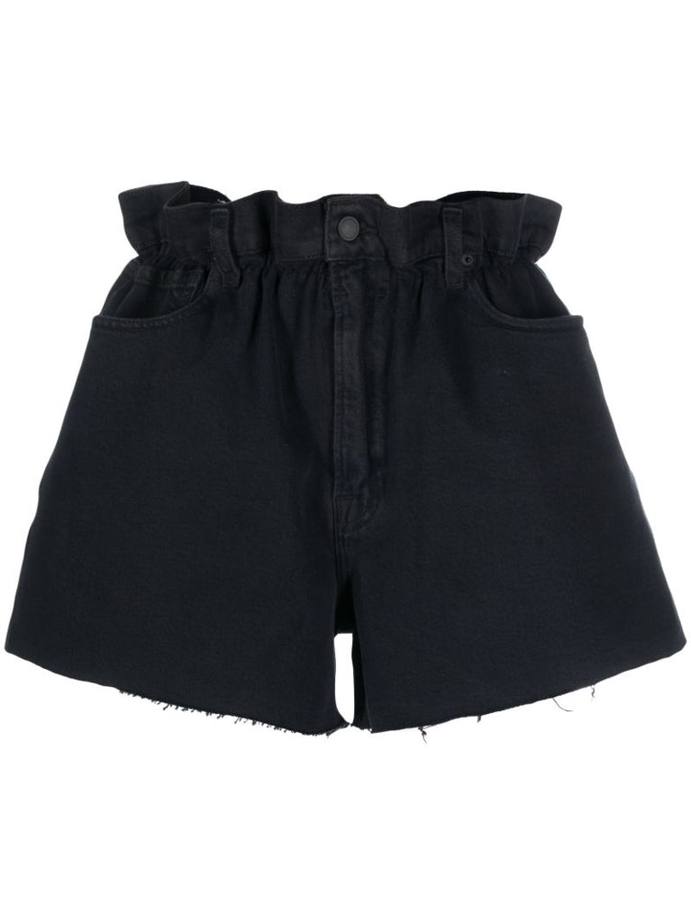 Black Paperbag Denim Shorts