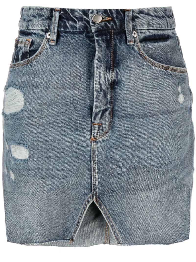 Blue Cut-out Denim Skirt