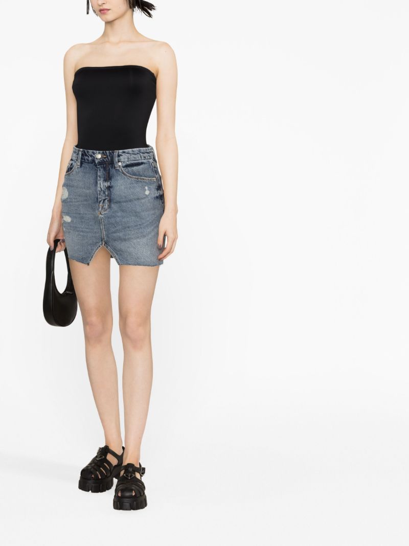 Blue Cut-out Denim Skirt