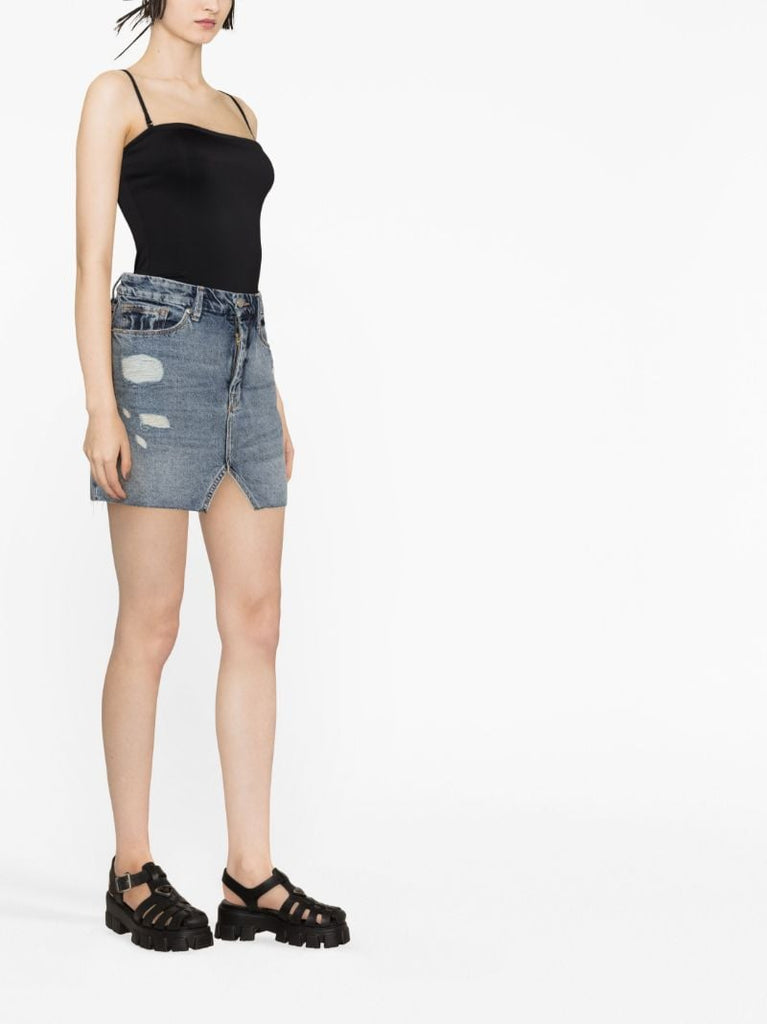 Blue Cut-out Denim Skirt