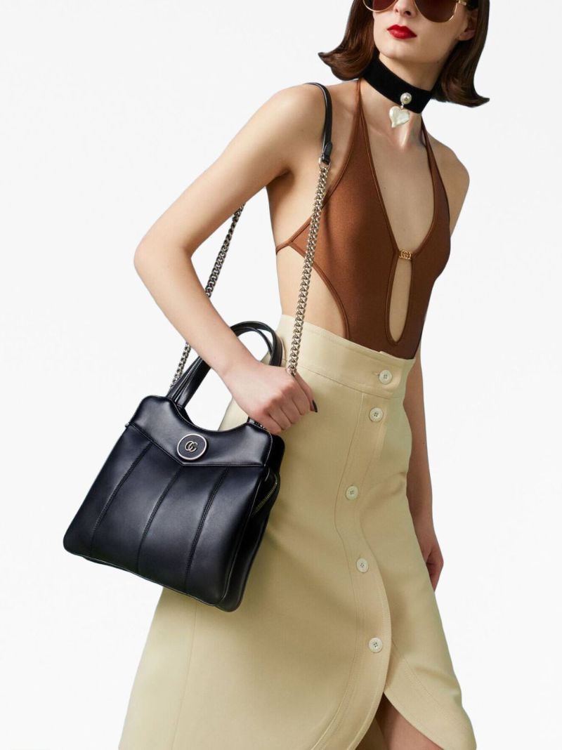 Black Petite Gg Small Leather Tote Bag