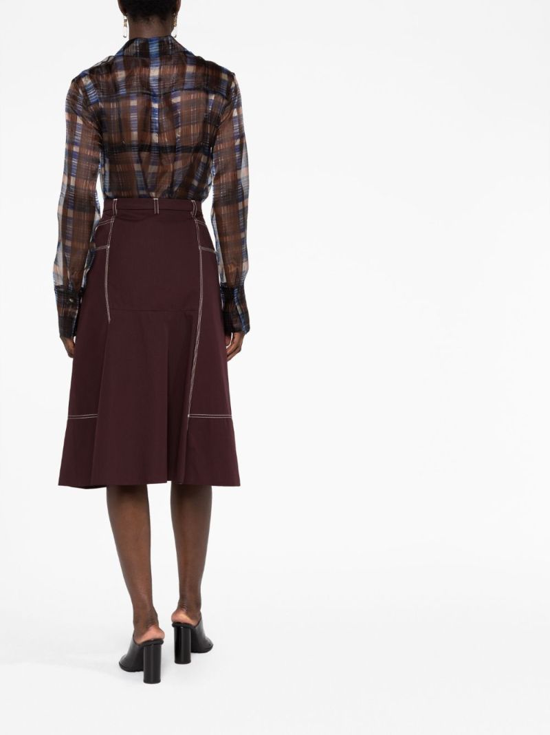 Brown Checked Organza Shirt