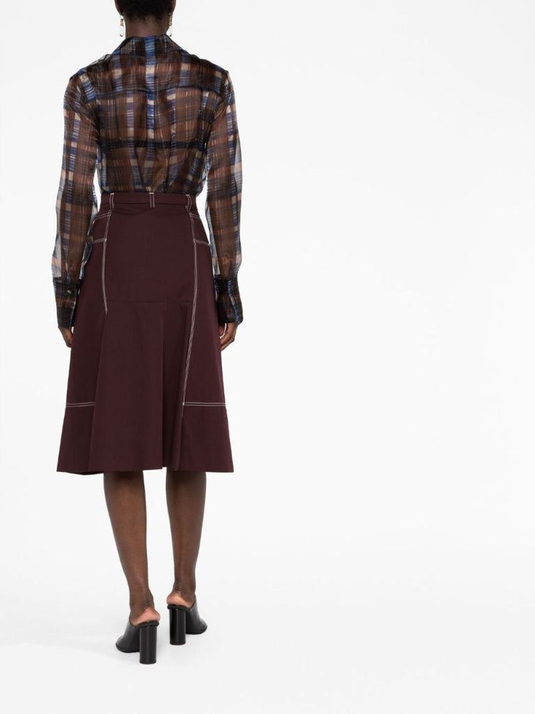 Brown Checked Organza Shirt
