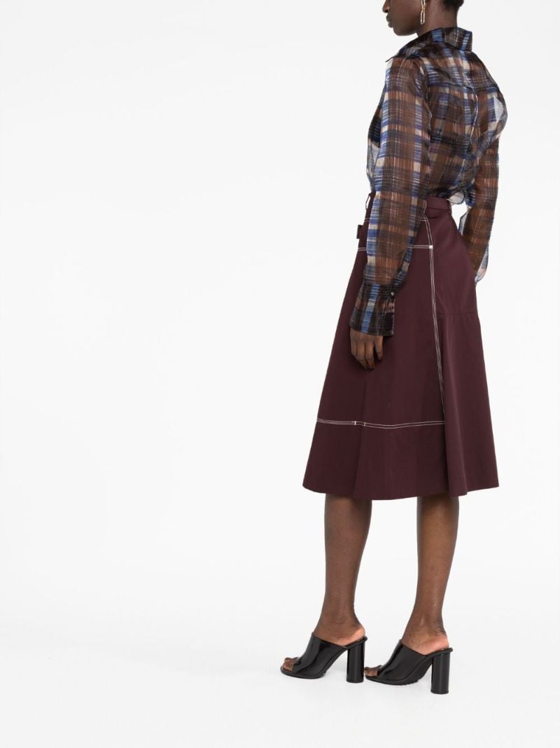 Brown Checked Organza Shirt