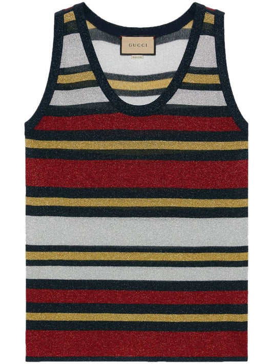 Blue Metallic Striped Vest