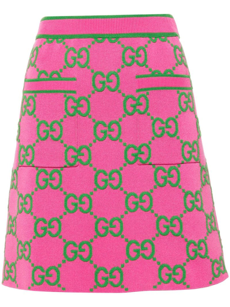 Red Jumbo Gg A-line Mini Skirt