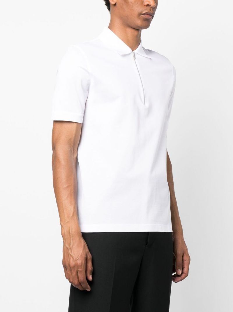 White Zip-up Polo Top