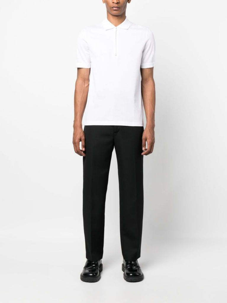 White Zip-up Polo Top