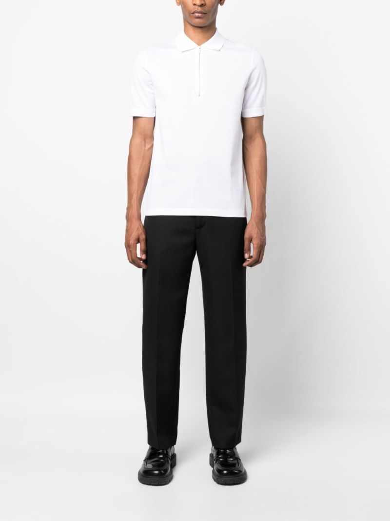 White Zip-up Polo Top