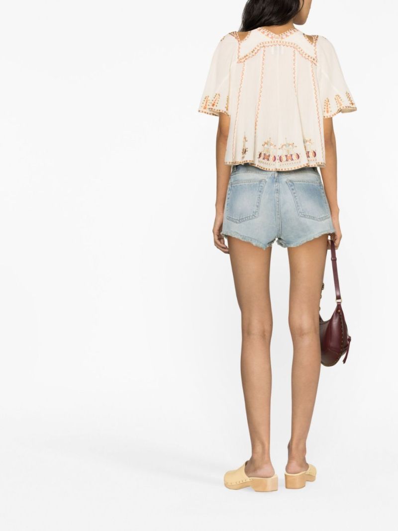 Neutral Biani Embroidered Top