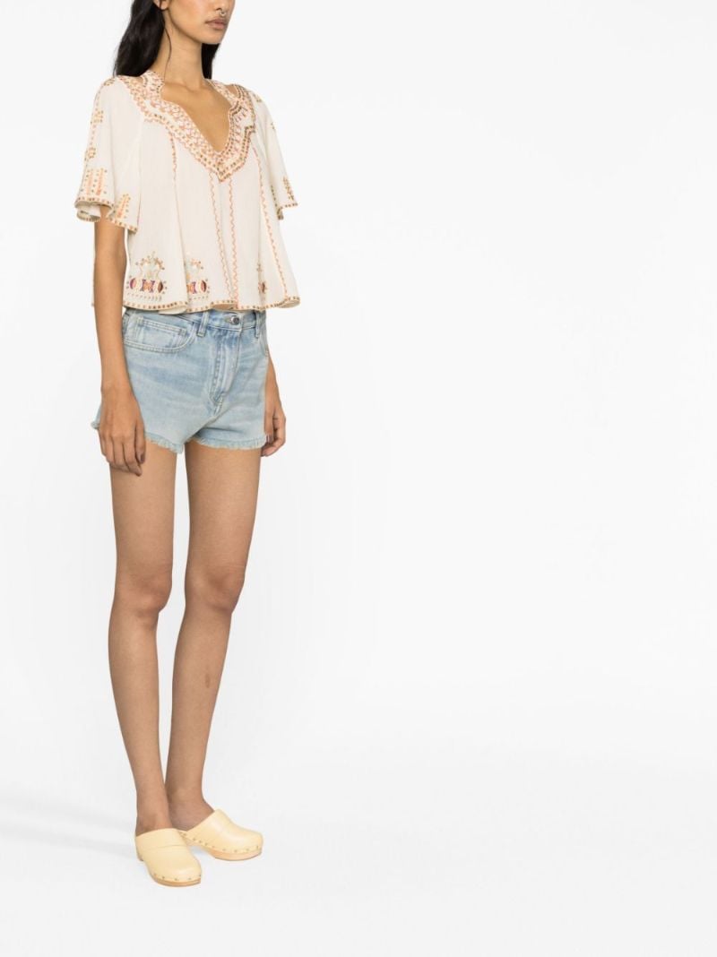 Neutral Biani Embroidered Top