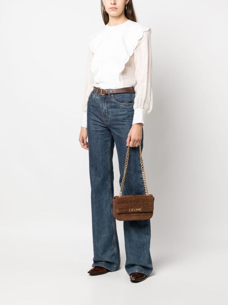 Brown Suede MatelassÃ_x0083_Â© Shoulder Bag