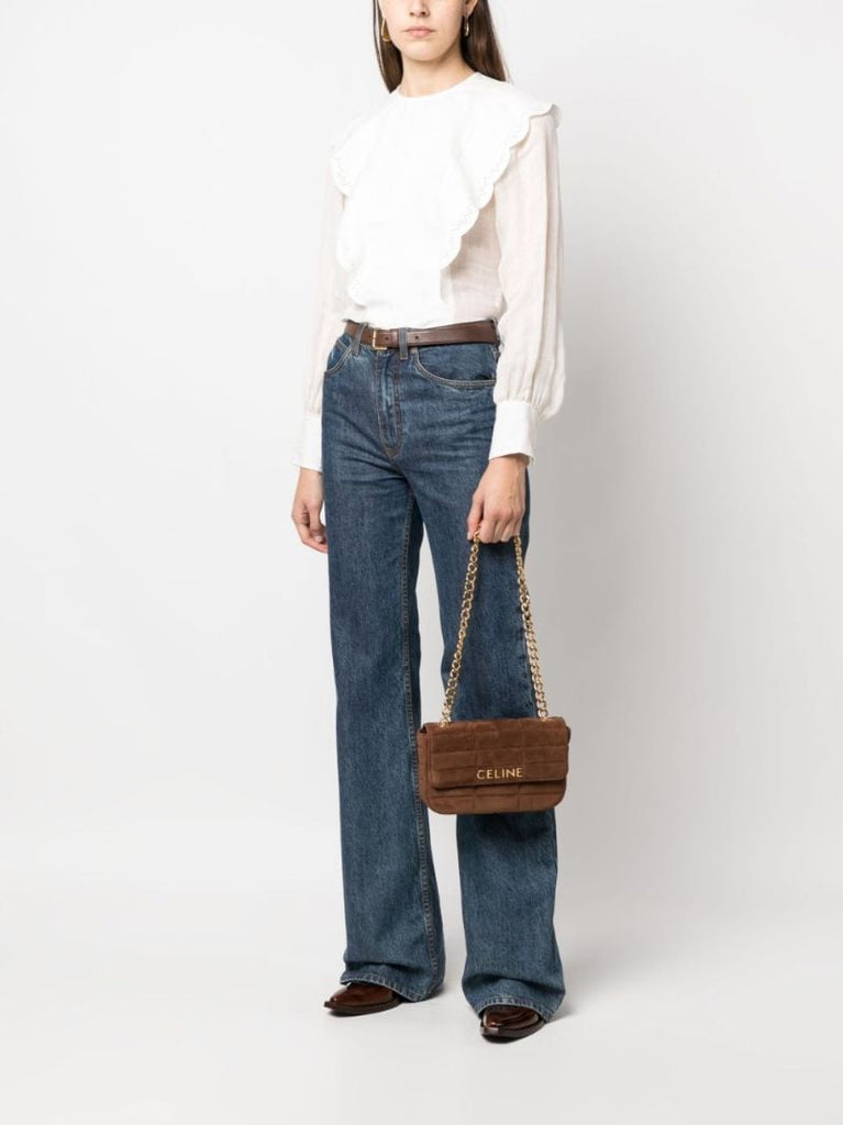 Brown Suede MatelassÃ_x0083_Â© Shoulder Bag