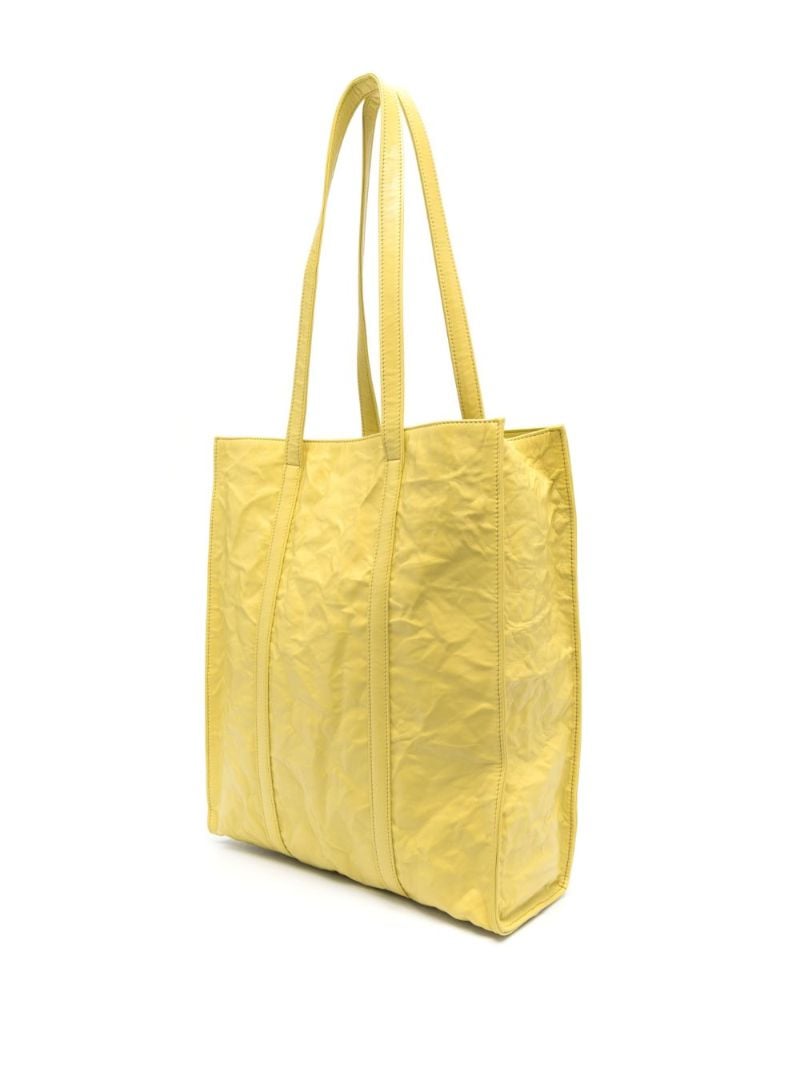 Yellow Logo Plaque Leather Tote Bag