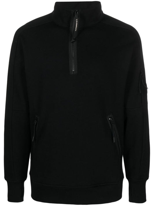 Black Lens-detail Cotton Sweatshirt