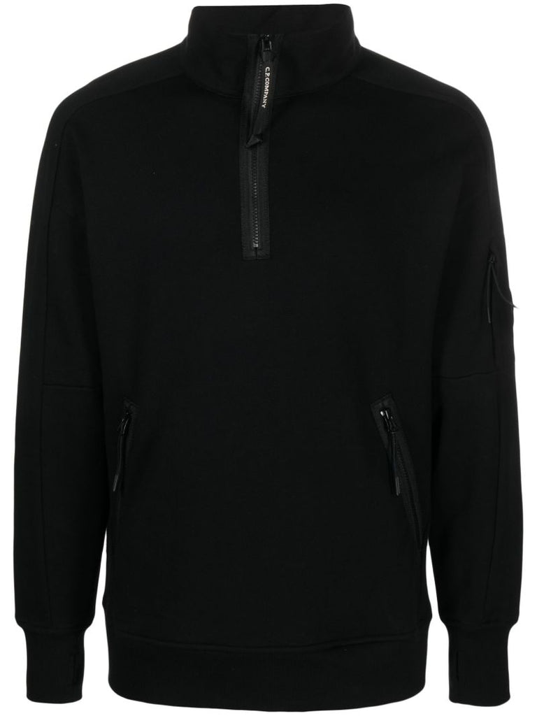 Black Lens-detail Cotton Sweatshirt