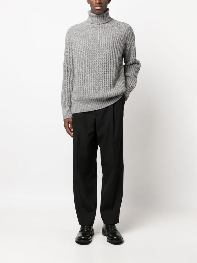 Grey Roll-neck Cashmere Sweater
