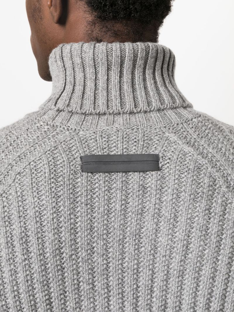 Grey Roll-neck Cashmere Sweater