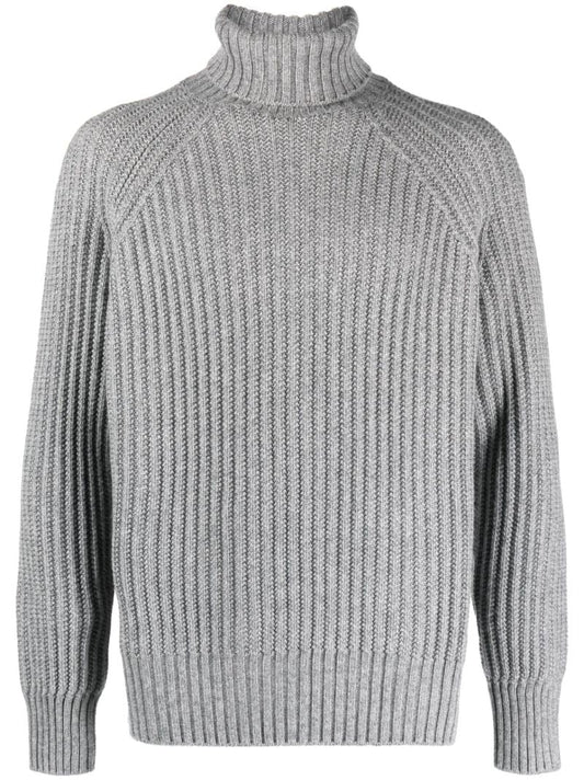 Grey Roll-neck Cashmere Sweater