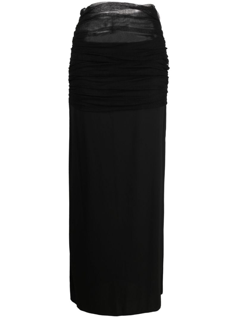 Black Tulle-overlay Maxi Skirt