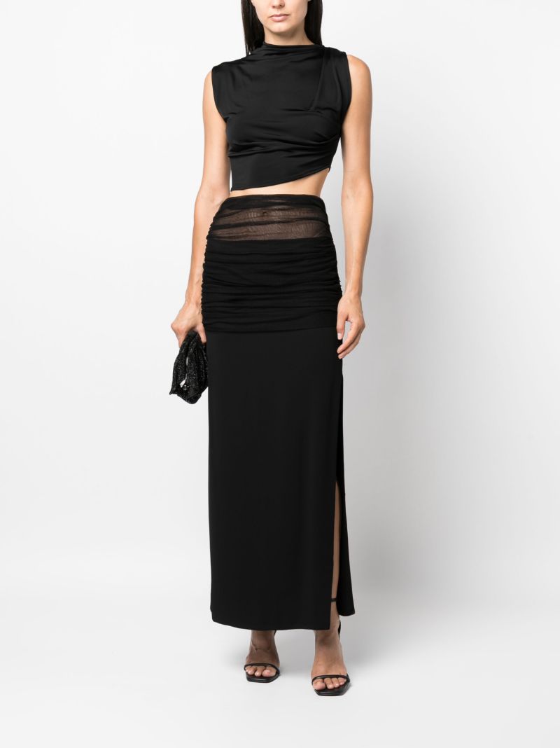 Black Tulle-overlay Maxi Skirt