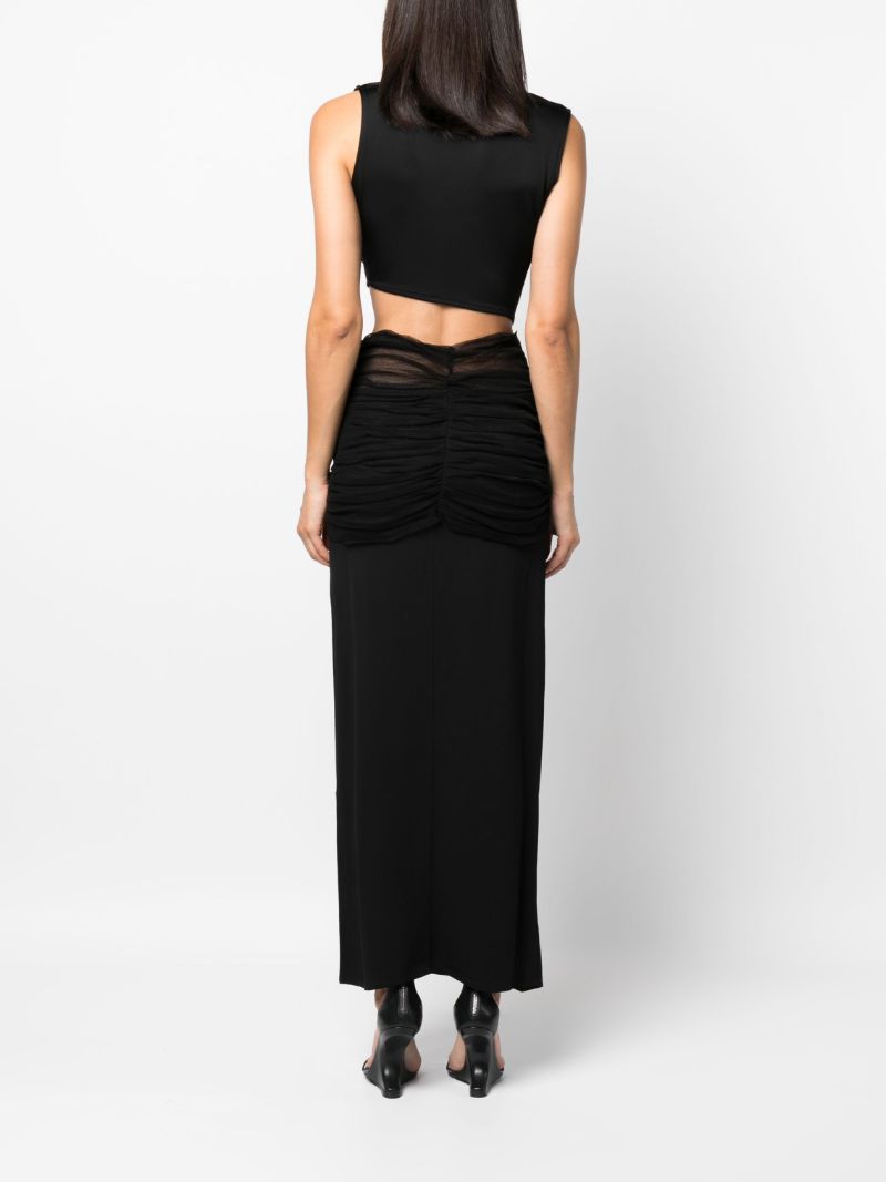 Black Tulle-overlay Maxi Skirt