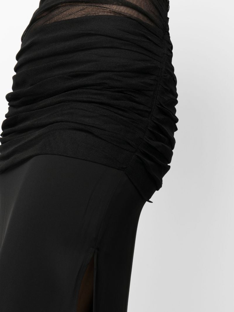 Black Tulle-overlay Maxi Skirt